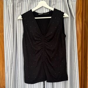 BIMBA Y LOLA Black Ruched Sleeveless Top